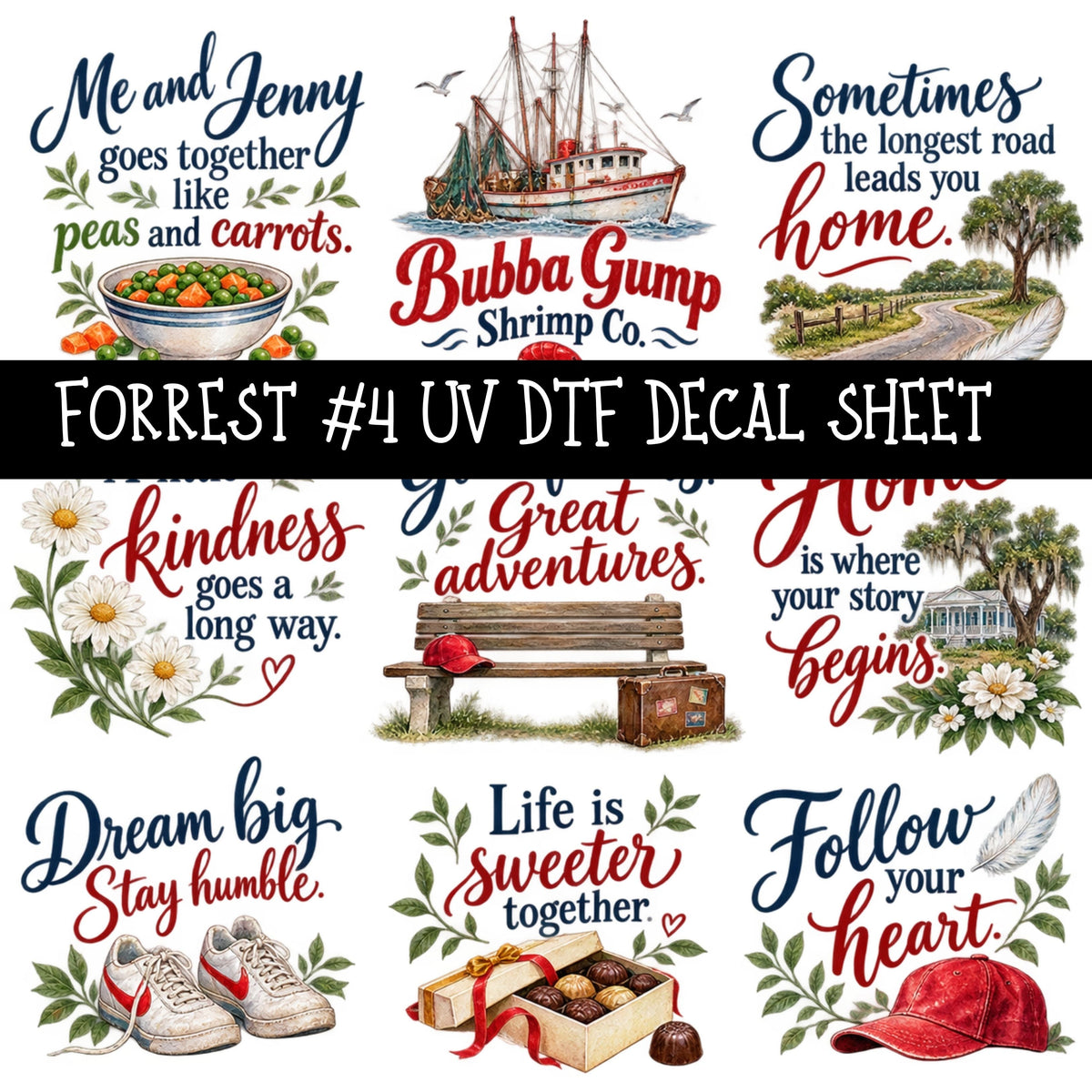 Forrest UV DTF Decal sheets 11 Designs available