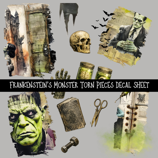 Frankenstein's Monster Torn Pieces UV DTF Decal sheets