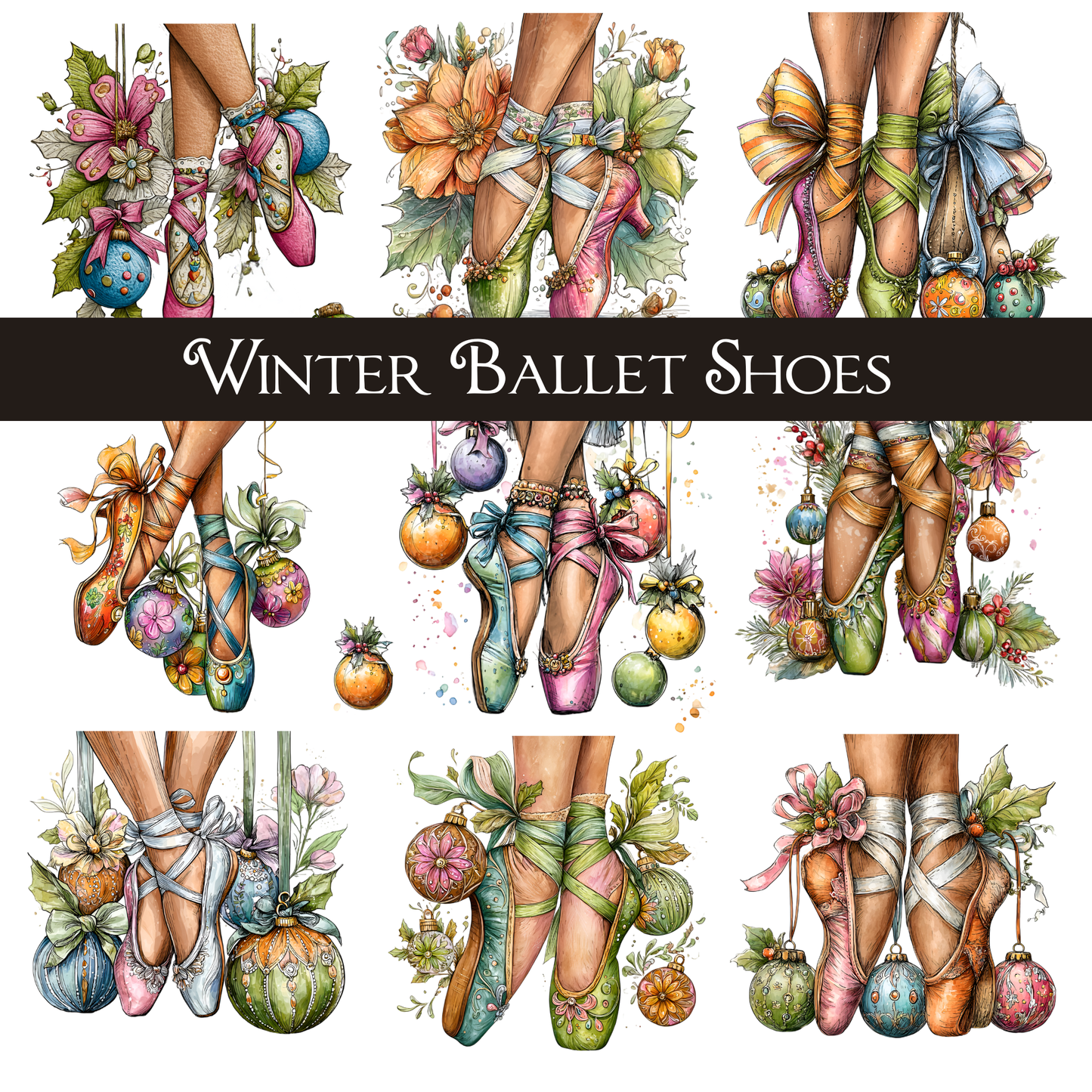 Winter Ballet Shoes -UVDTF Decal Sheets