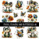 Frogs, flowers and butterflies UV DTF Decal sheet 2 designs to choose from