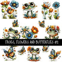 Frogs, flowers and butterflies UV DTF Decal sheet 2 designs to choose from