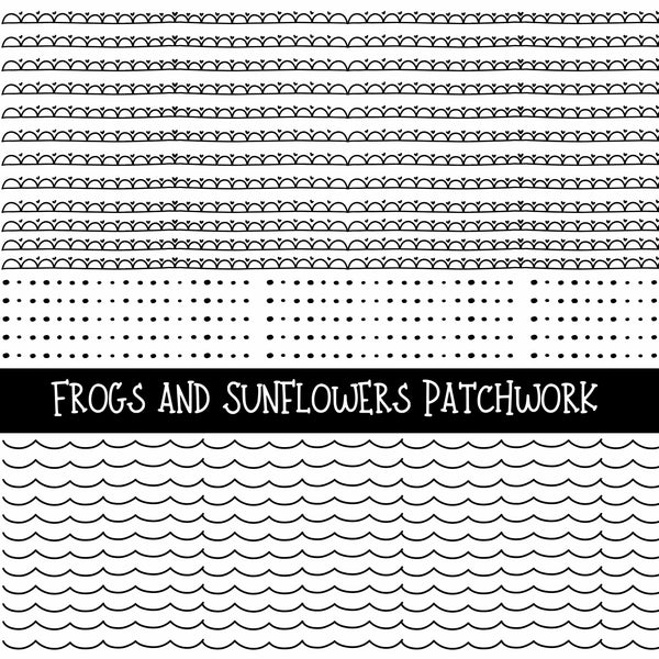 Frogs and Sunflowers Doodle Patchwork Set