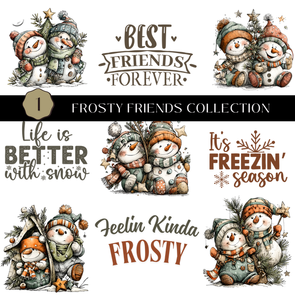 Frosty Friends Collection UV DTF Decal Sheets- 3 Designs
