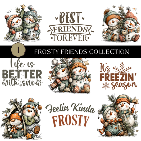 Frosty Friends Collection UV DTF Decal Sheets- 3 Designs