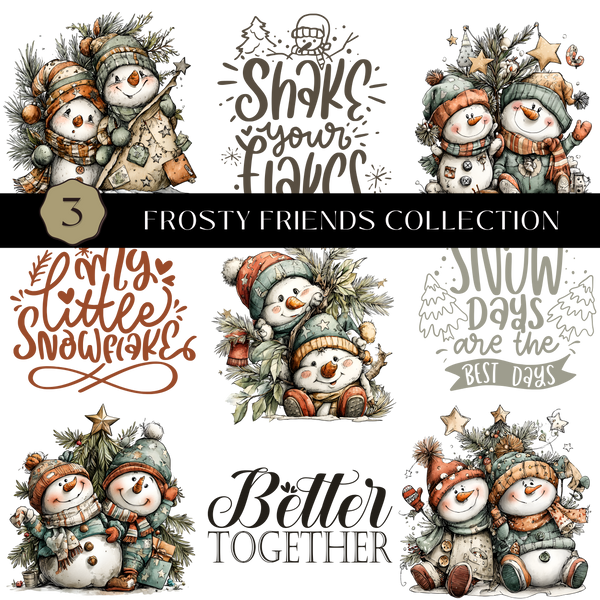 Frosty Friends Collection UV DTF Decal Sheets- 3 Designs