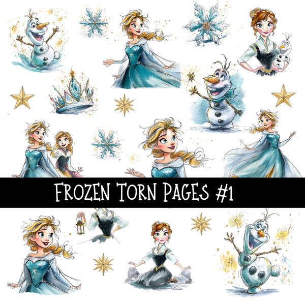 Frozen Torn Pages UV DTF Decal sheets 6 Designs available