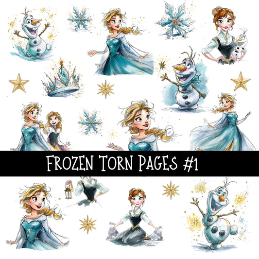 Frozen Torn Pages UV DTF Decal sheets 6 Designs available