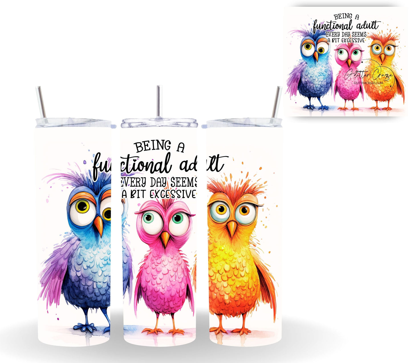 Crazy Birds - Adhesive Vinyl Wrap - 18 Designs