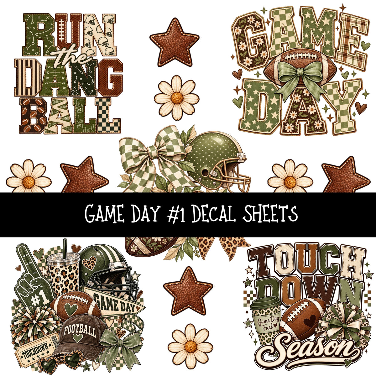 Game Day UV DTF Decal sheets 4 Designs available