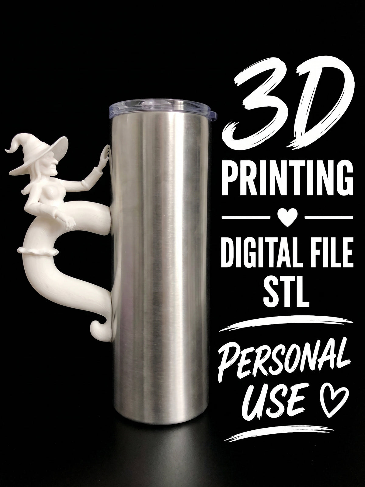 Witch - Tumbler Handle Digital File Stl