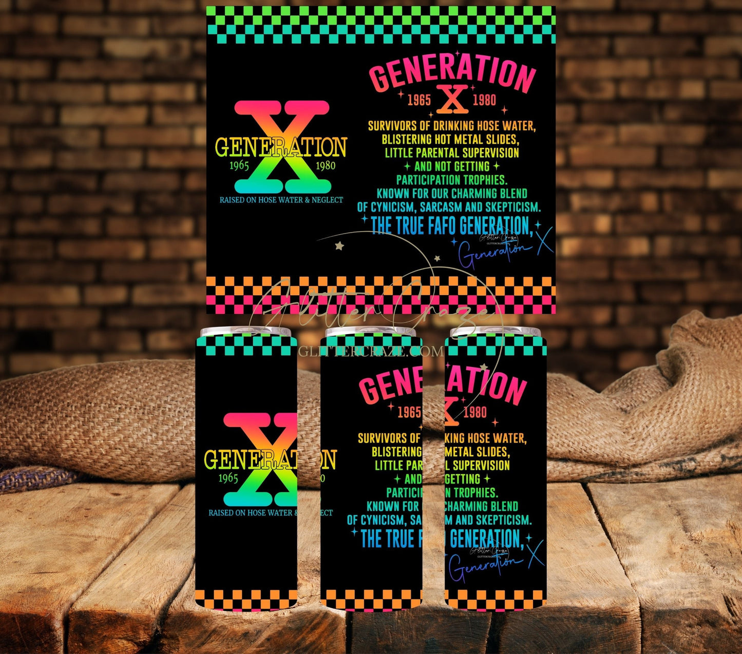 Gen X - UV DTF Tumbler wraps- these have a transparent background