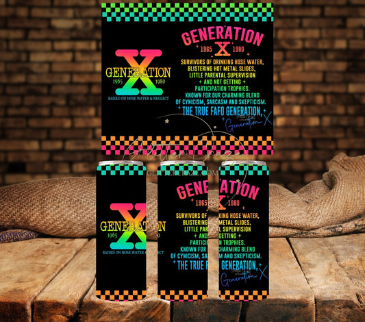 Gen X - UV DTF Tumbler wraps- these have a transparent background