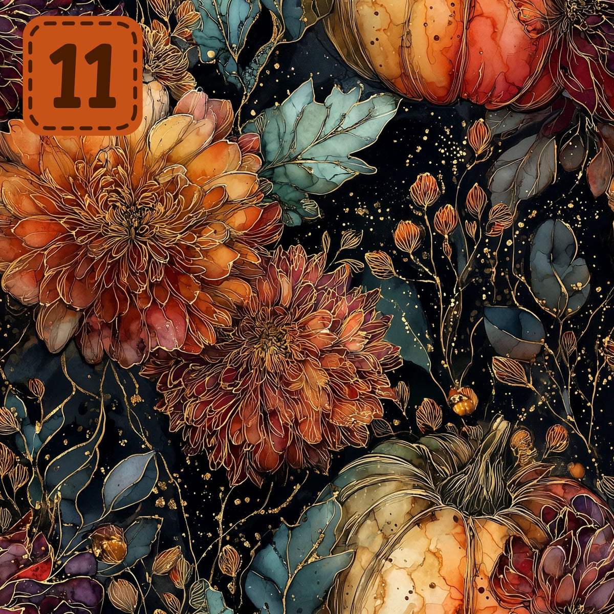 Gilded Harvest collection- 2 sizes vinyl sheets-20 designs available