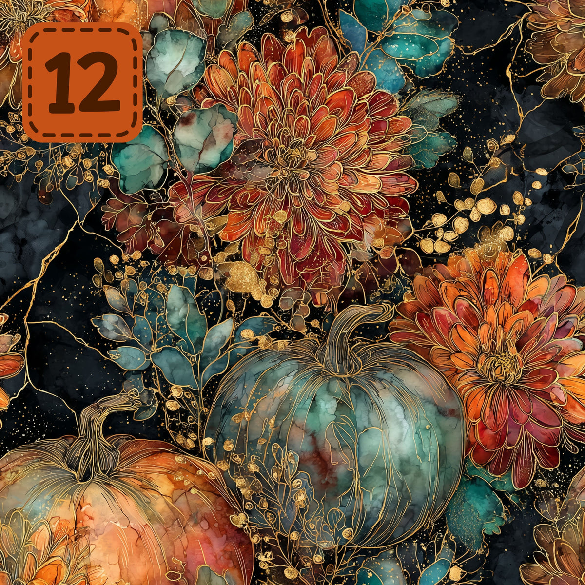Gilded Harvest collection- 2 sizes vinyl sheets-20 designs available