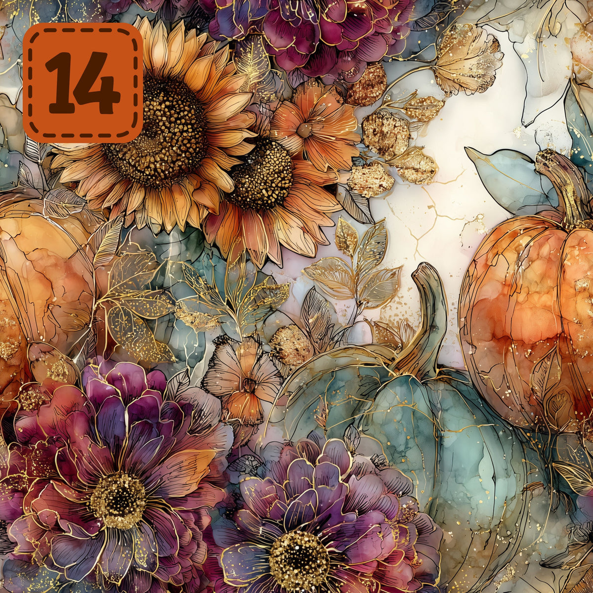 Gilded Harvest collection- 2 sizes vinyl sheets-20 designs available