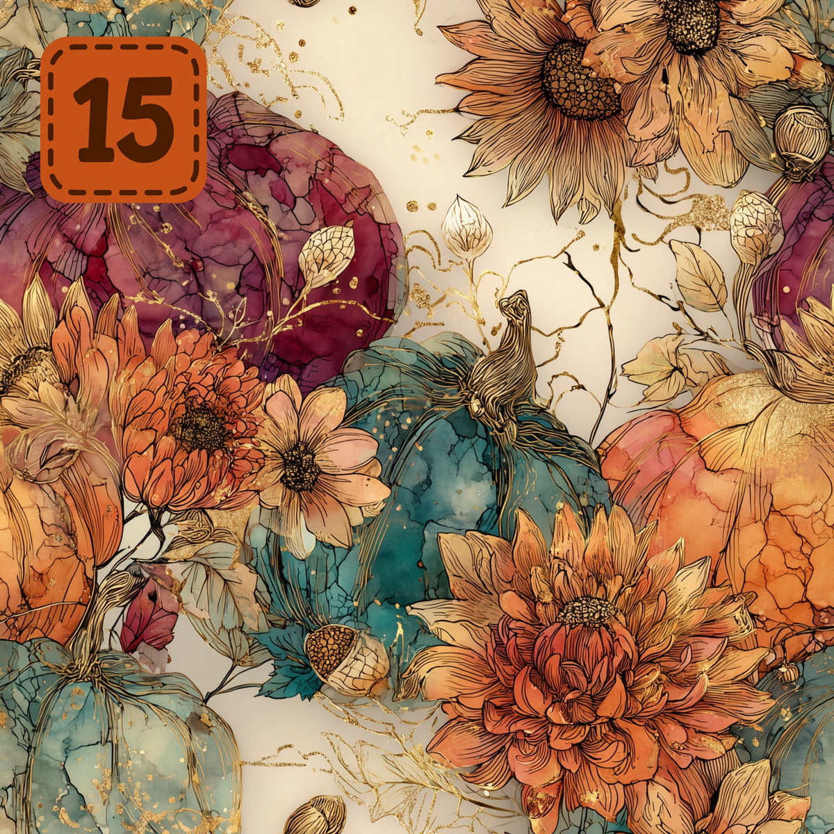 Gilded Harvest collection- 2 sizes vinyl sheets-20 designs available
