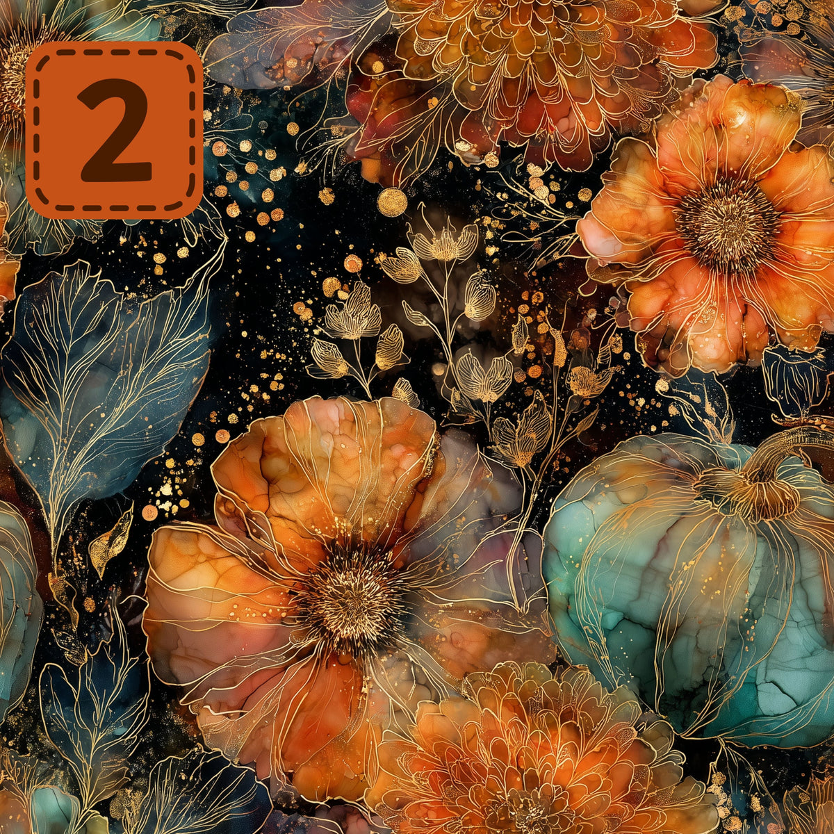 Gilded Harvest collection- 2 sizes vinyl sheets-20 designs available