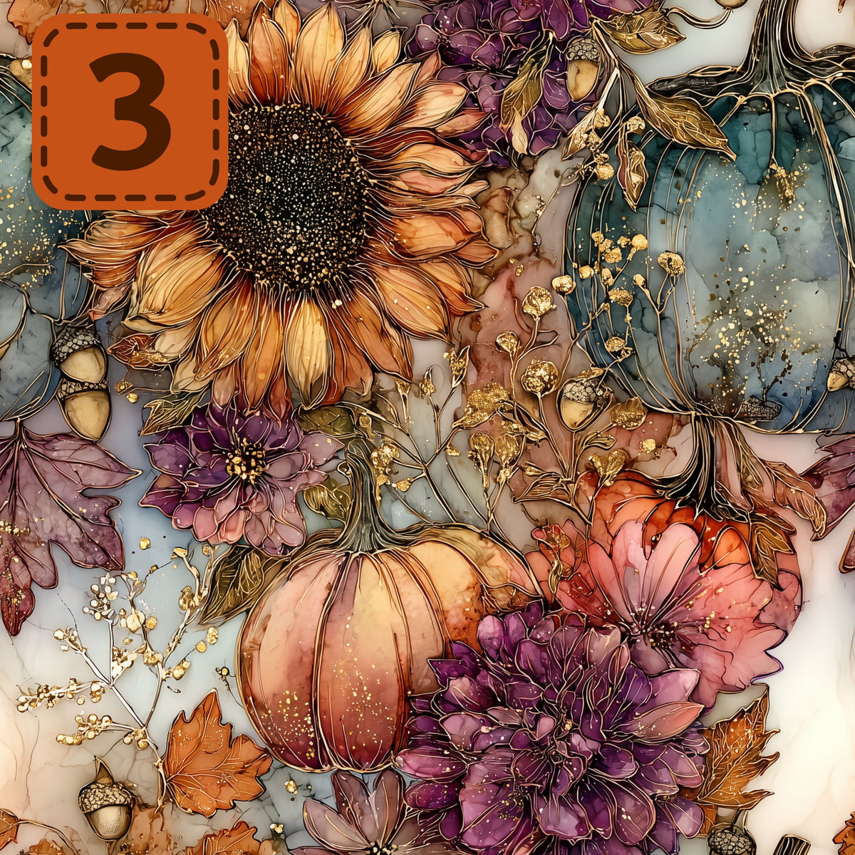 Gilded Harvest collection- 2 sizes vinyl sheets-20 designs available