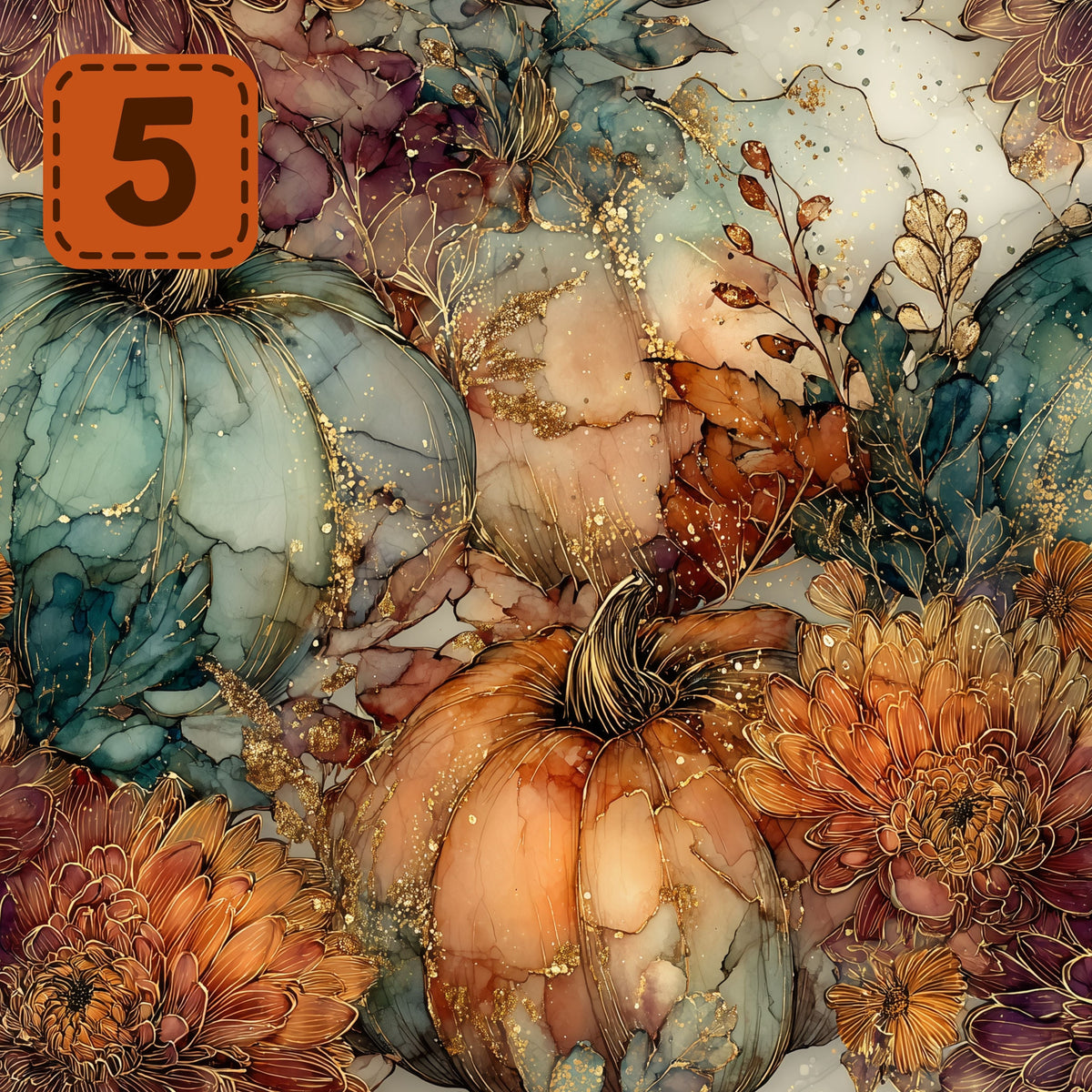 Gilded Harvest collection- 2 sizes vinyl sheets-20 designs available