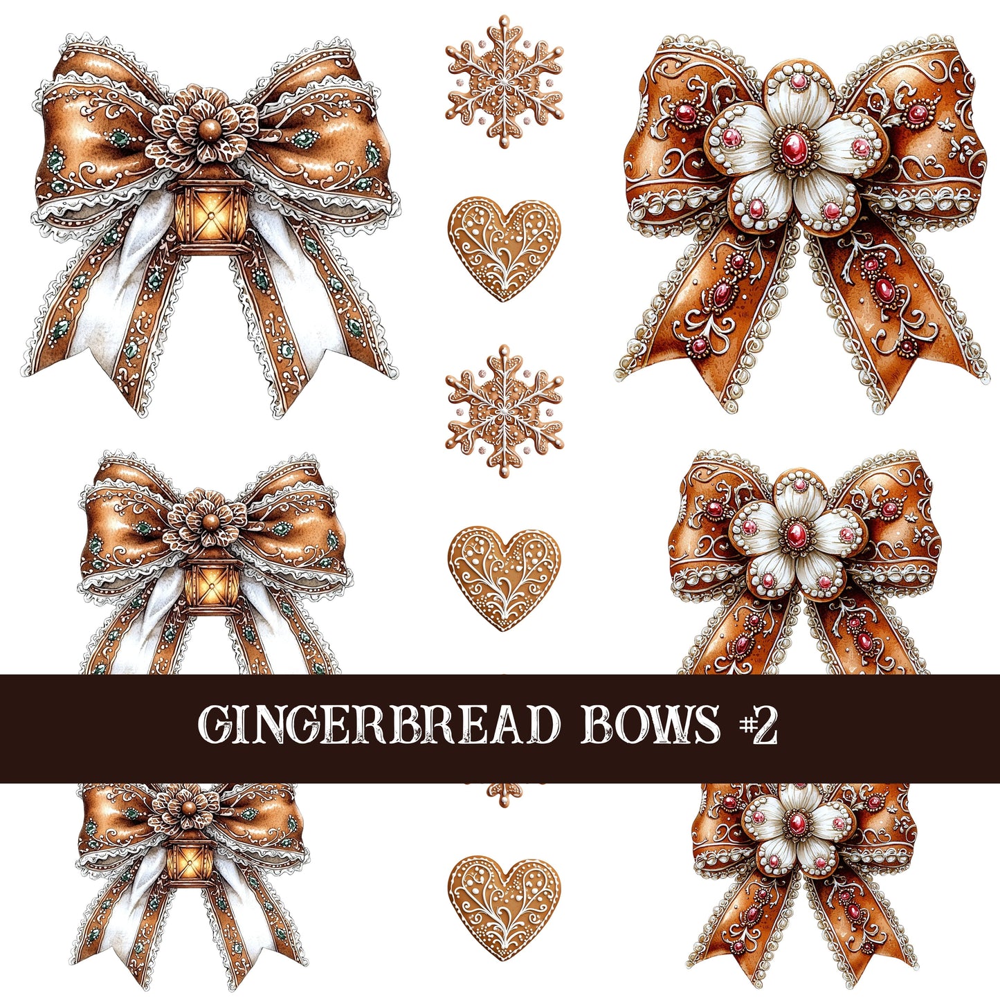 Gingerbread Bow Collection Decal sheets-12 styles