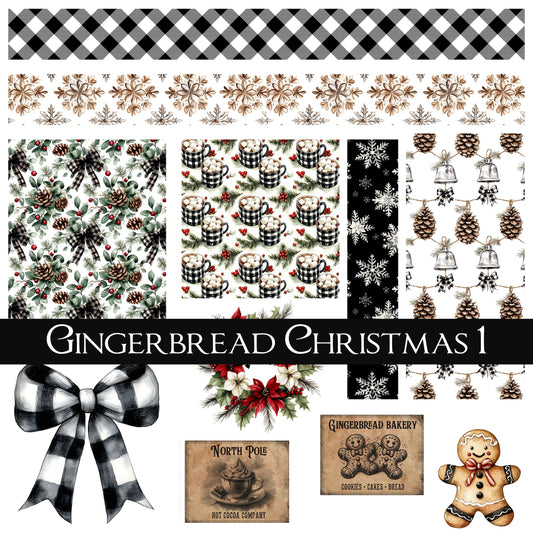 Gingerbread Christmas UV DTF Decal Sheets 4 design options