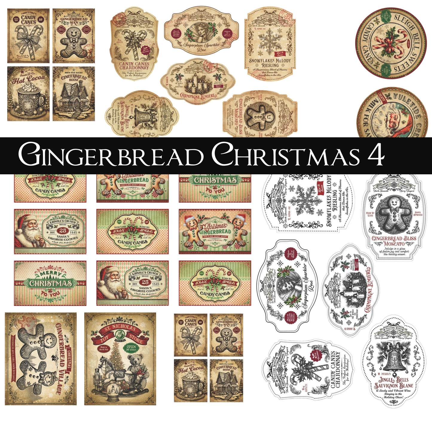 Gingerbread Christmas UV DTF Decal Sheets 4 design options