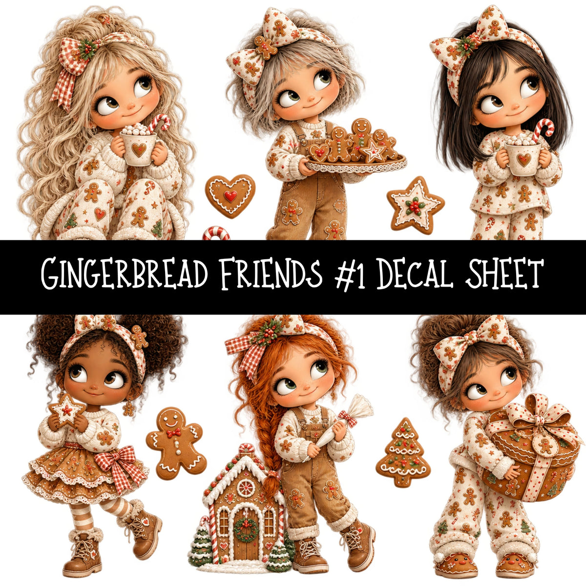 Gingerbread Friends UV DTF Decal sheets 10 Designs available