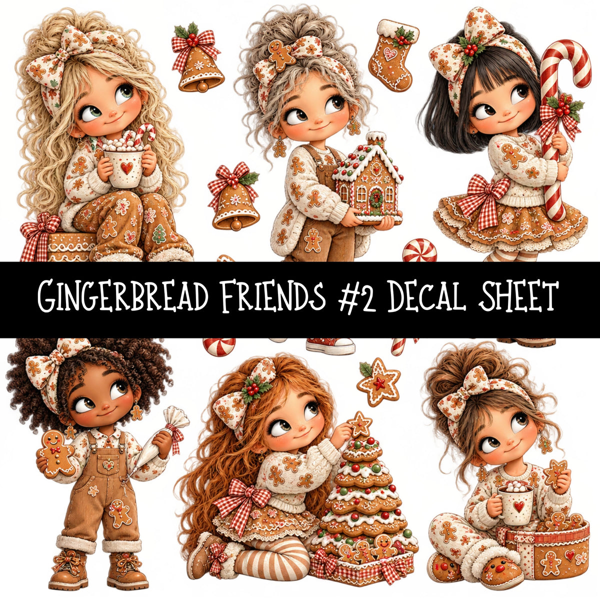Gingerbread Friends UV DTF Decal sheets 10 Designs available