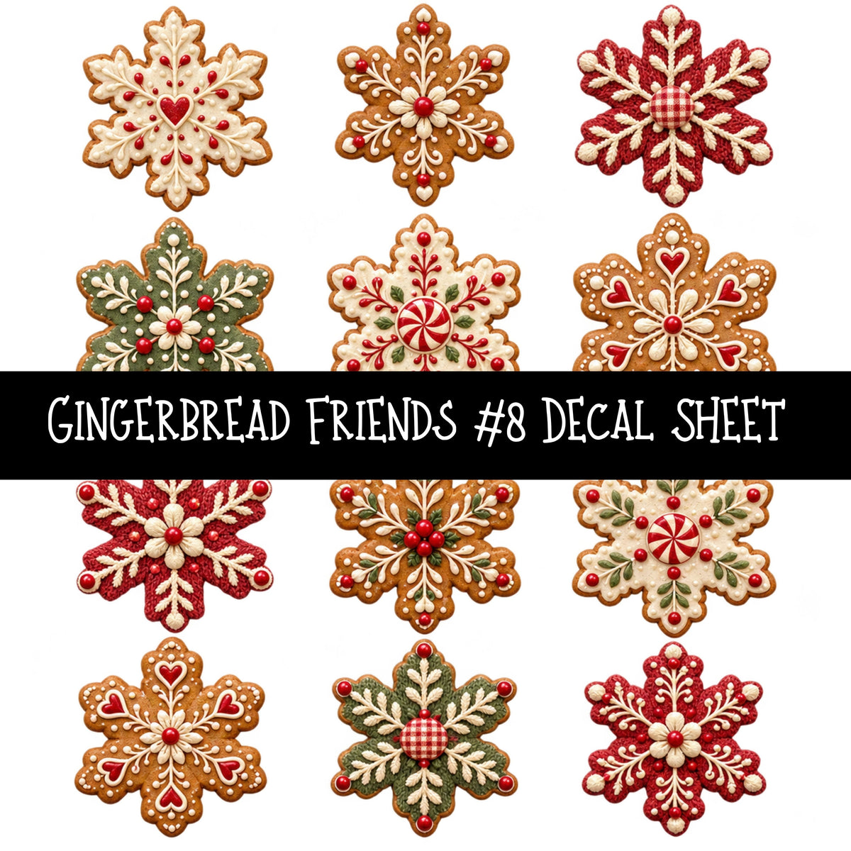 Gingerbread Friends UV DTF Decal sheets 10 Designs available