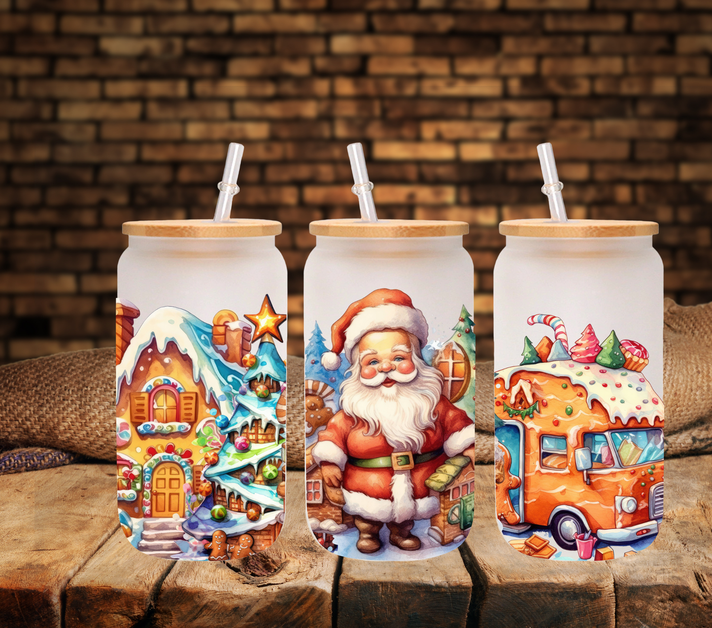 Gingerbread town 16oz UV DTF Libbey Wrap - 4 variants