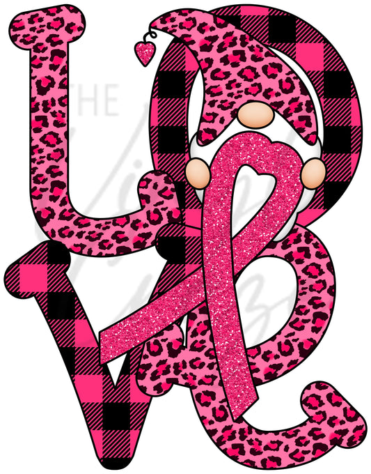 Love Gnome Breast Cancer - UV DTF Decal