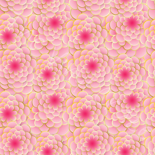 Gold Lined Pink Flowers Adhesive Vinyl