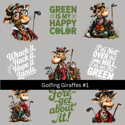 Golfing Giraffes UV DTF Decal sheets