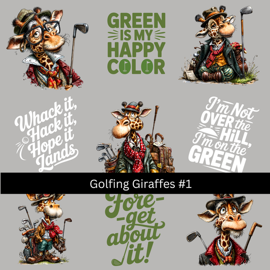Golfing Giraffes UV DTF Decal sheets