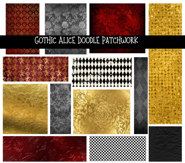 Gothic Alice UV DTF Doodle Patchwork Set