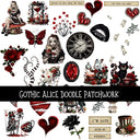 Gothic Alice UV DTF Doodle Patchwork Set