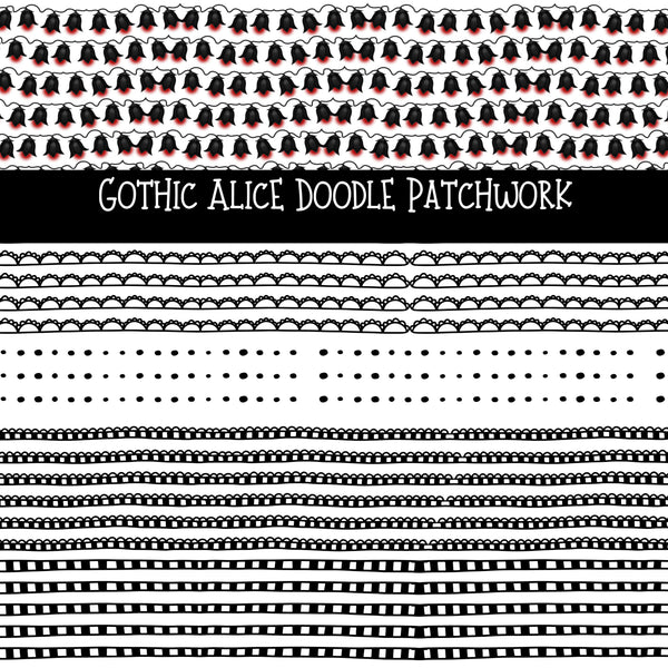 Gothic Alice UV DTF Doodle Patchwork Set