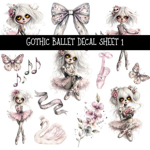 Gothic Ballet UV DTF Decal sheets 2 styles