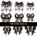 Pink Gothic Bows UV DTF Decal sheets