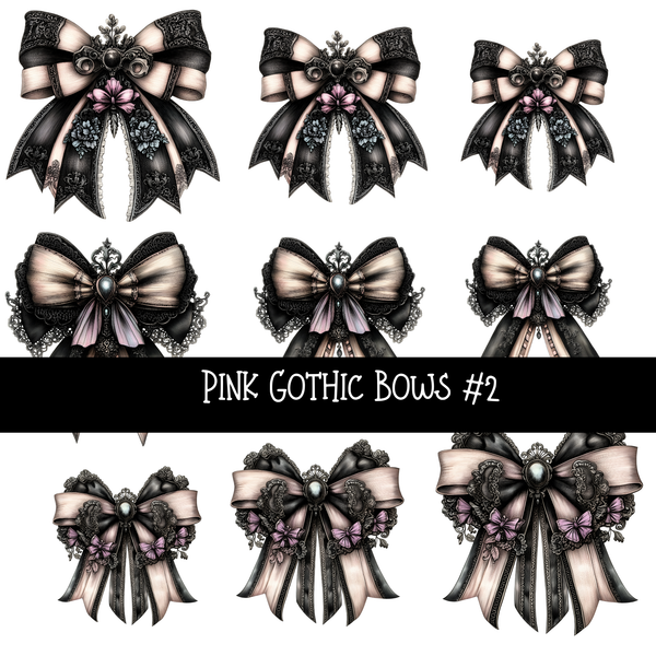 Pink Gothic Bows UV DTF Decal sheets