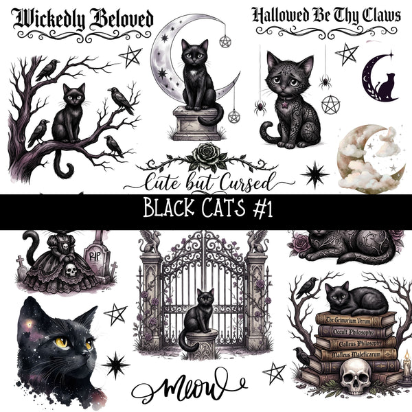 Black Cat UV DTF Decal sheets 4 Designs available