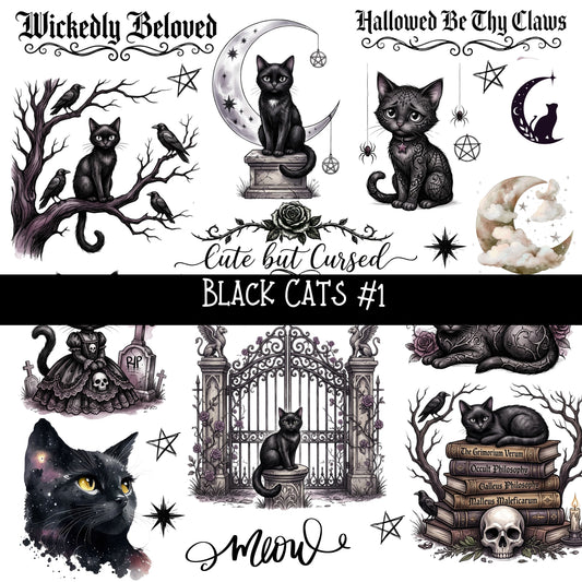 Black Cat UV DTF Decal sheets 4 Designs available