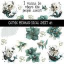 Gothic Mermaid UV DTF Decal sheet 2 sheet designs available