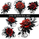 Gothic Red Roses UV DTF Decal sheets