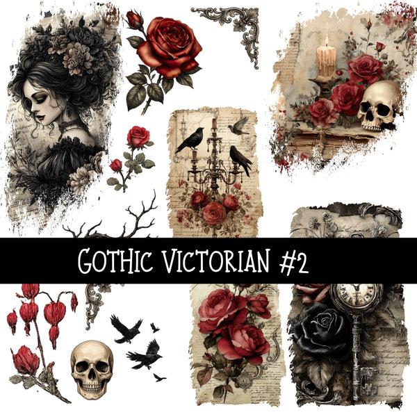 Gothic Rose torn Pages UV DTF Decal sheets 3 designs available
