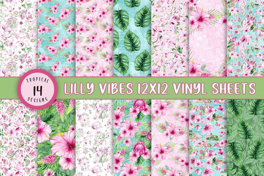 Lilly Vibes - Adhesive Vinyl Wrap 12x12 Sheets - 14 Designs