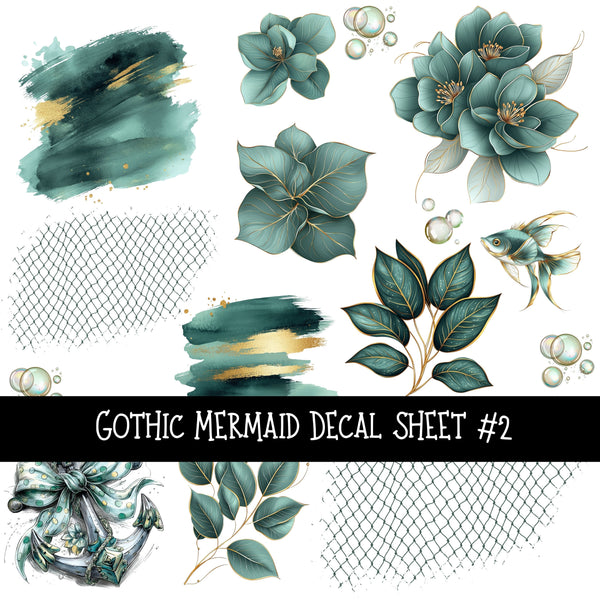 Gothic Mermaid UV DTF Decal sheet 2 sheet designs available