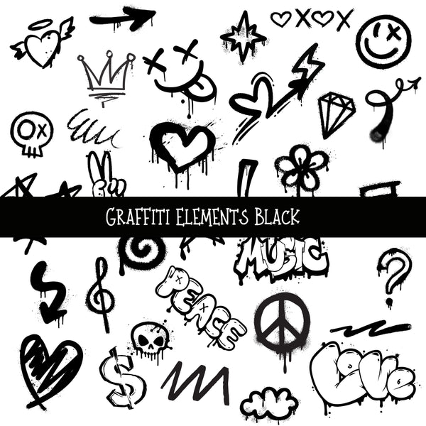 Graffiti elements UV DTF Decal sheets 3 color Options