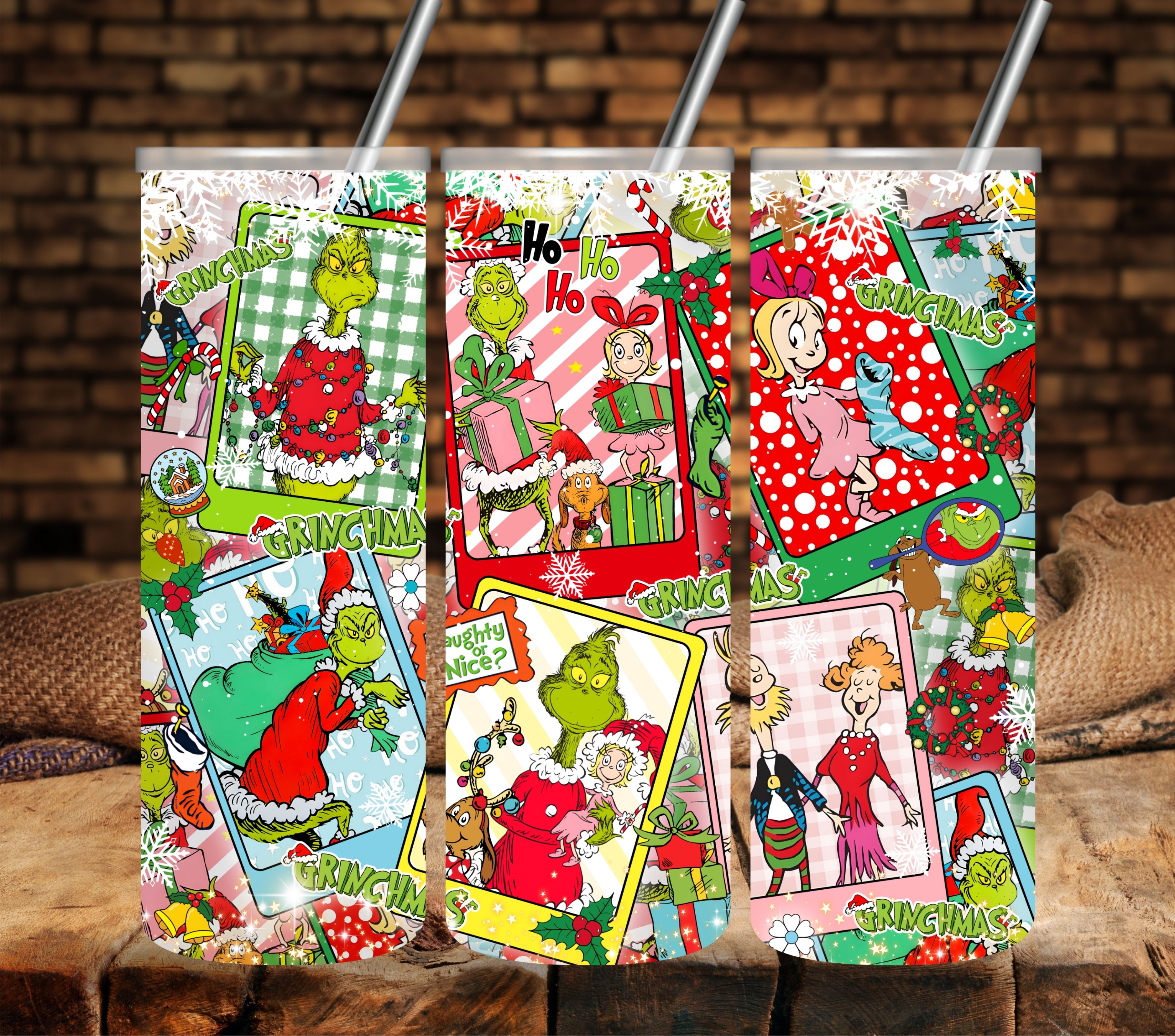 Grinch Collage vinyl tumbler wraps – 3D Undercover