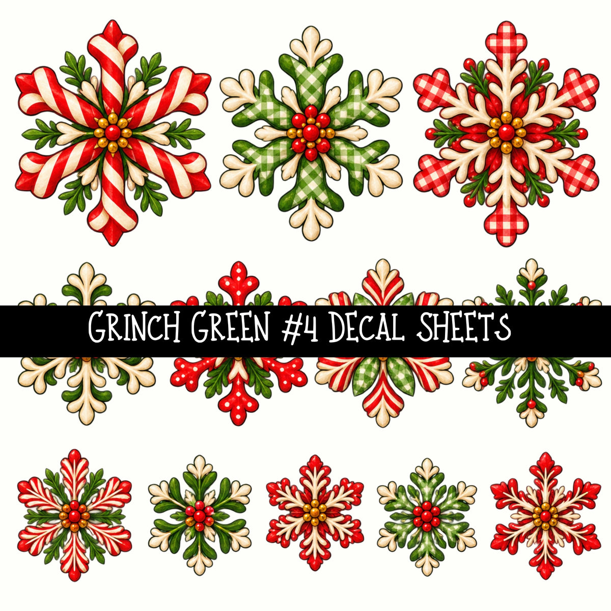Grinch Green Torn Pages UV DTF Decal sheets 5 Designs available